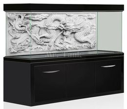 MRTANK HD Aquarium Fond Affiche 3D Effet Grey Dragon Cameo PVC Pish Tank Mur Sticker Decorations1494948