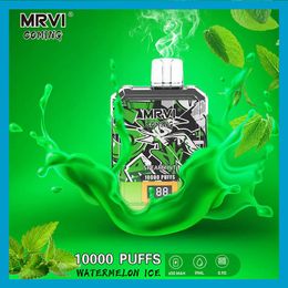 MRVI COMING 10000 10K jetable Vape Pen E Cigarette Dispositif avec 650mAh Batterie 19ml Pod prérempli Catridge écran rechargeable montrer l'original