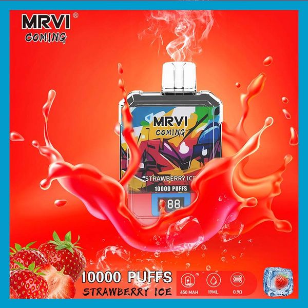 MRVI COMING 10000 10K jetable Vape Pen E Cigarette Dispositif avec 650mAh Batterie 19ml Pod prérempli écran rechargeable Catridge montrer de grandes bouffées