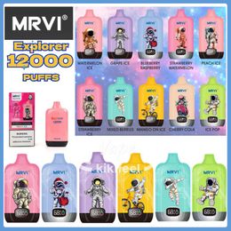 MRVI Vape Desechable Explorer 12000 Puffs de vape desechable de 650 mAh Pantalla inteligente Pantalla 22 ml de granada de plátano Barra de rasz Vaper vaper Hoph 12k