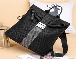 MS Luxury Designer Femmes Haut-capacité en cuir noir sac à dos Backpacks scolaires de qualité décontractée pour filles Bagpack de voyage 2202243873927