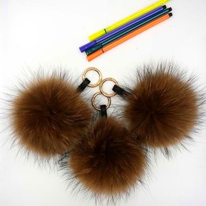 Pompons en fourrure Real Hai Balls Pompons en poils de renard naturel Porte-clés Pendentif de sac à breloques