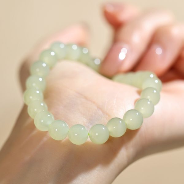 Bracelet à main en jade naturel hetian pour femmes, bracelet en perles Jin Bingqing, bracelet en jade d'eau, perles dispersées, cercle d'éléments