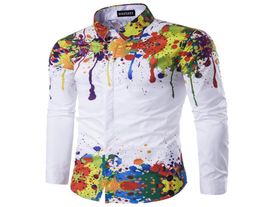 MS PRINT 3D Shirt Men épaule Hémure partie Incre Impression de bouton couvert Conception de bouton à manches longues Collier Slim Fit pour les chemises pour hommes F7993945