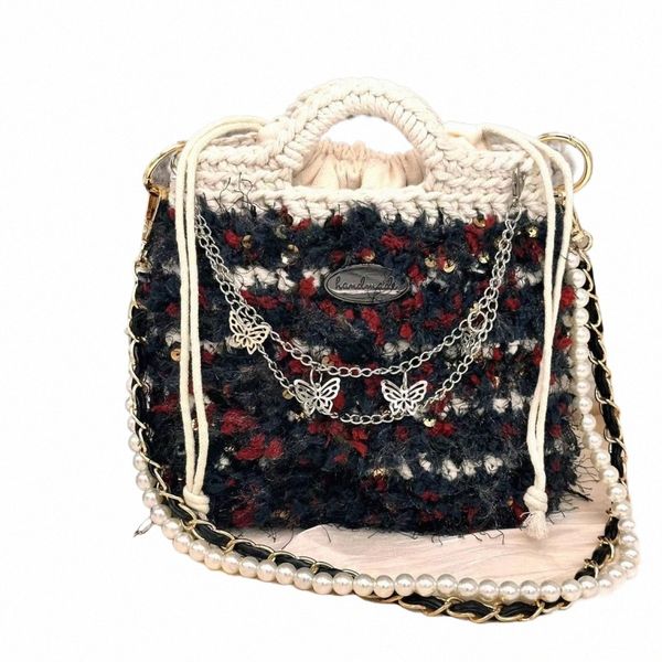 MS Pure Handmade Crochet Sac pour femmes de haute qualité laine mélangée fil français sac à main sous les bras pochette chic dames sacs à main nouveau 2023 h2BU #