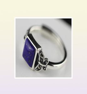 Ms S925 bijoux en argent sterling simple fait à la main lapis lazuli bague ouverture 74447685481915