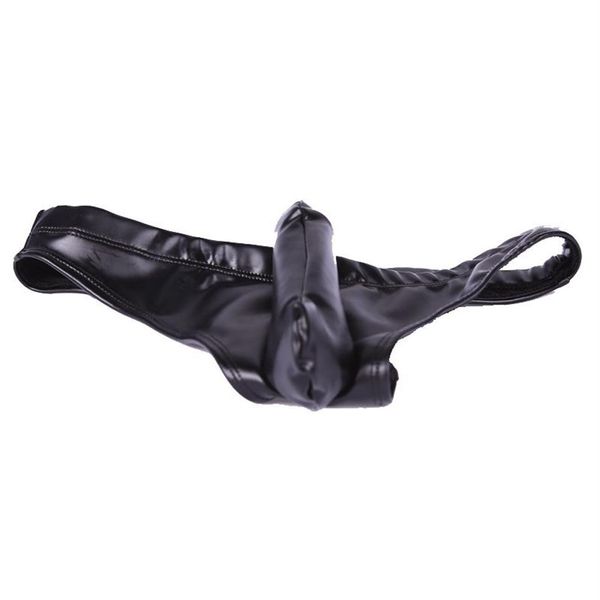 MS Sexy hommes PU Faux cuir U convexe slips Lingerie string Gay Latex Micro Mini court Bikini pénis pochette Gay Wear Fetish179v