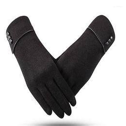 MS Winter Drie knop is geen fluwelen pure kleur ritfiets met aanraakscherm Saver Warme handschoenen ST-0031