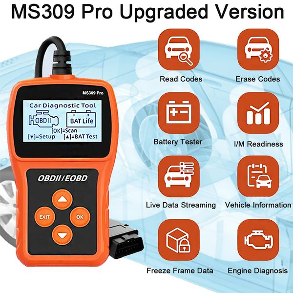 Herramienta MS309PRO, sistemas de diagnóstico de coche CAN BUS, Detector de fallos de tarjeta de lectura MS309 Pro, lector de código OBDII, escáner OBD