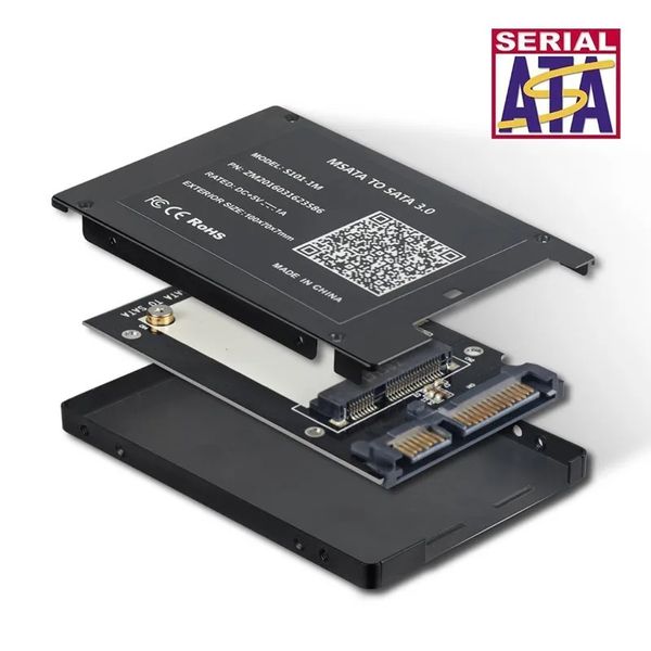 MSATA SSD à 2,5 pouces Carte d'adaptateur de convertisseur SSD SATA3 2,5 pouces avec étui protecteur d'épaisseur de 7 mm