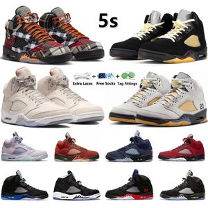 5 5s heren basketbalschoenen een ma maniere x Dawn plaid middernacht marine ambacht Georgetown Olive Bluebird Crimson Bliss Sai Aqua Top 3 Men Trainers Sports sneakers