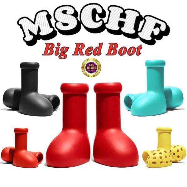 MSCHF Astro Boy Big Boots Red Boots Rain Designer Hommes Femmes Bot Boot Eve Reps en caoutchouc sur le genou Bottises Cartoon Chaussures de la plate-forme épaisse de Bottom Mens Women Sneakers