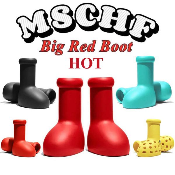 MSCHF Astro Boy Big Boots Red Boots Rain Designer Men Femmes Femmes Boot Eve Reps en caoutchouc sur le genou Bottises Cartoon Chaussures Terbère Bottom Plateforme pour hommes Sneakers pour femmes