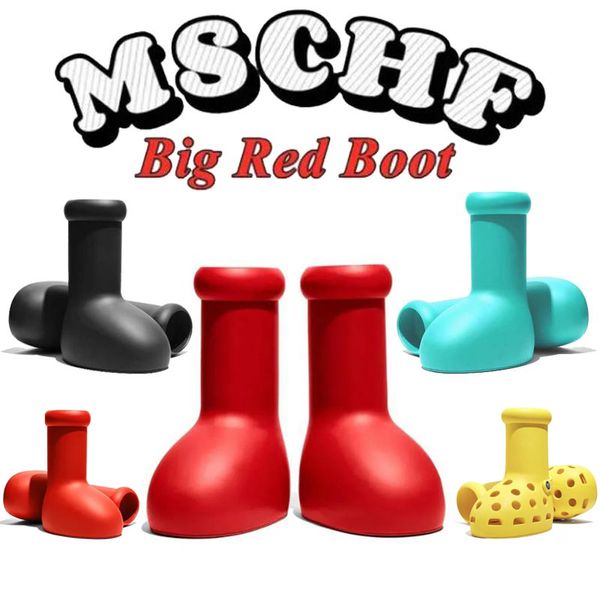 Mschf Astro Boy Big Red Boots Bottes de pluie Designer Hommes Femmes Boot EVE Rubber reps Over the Knee Booties Cartoon Shoes Thick Bottom Platform Mens Women Sneakers 35-47