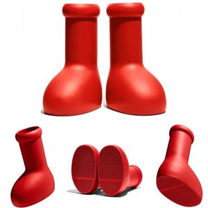 Mschf Astro Boy Boot Botas rojas grandes Hombres Mujeres Sobre la rodilla Lluvia Parte inferior gruesa Antideslizante Botines negros Hombres Diseñador de goma Plataforma Botines Zapatos Tamaño 35-47
