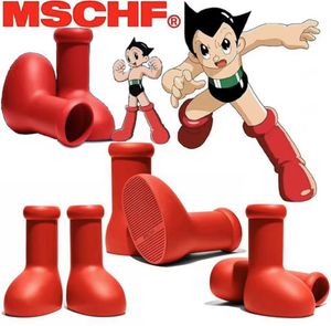 MSCHF Big Red Boot Red Shoes Outdoor Astro Boy Big Red Mens Women Rain Boot Shoe Round Heads Boot