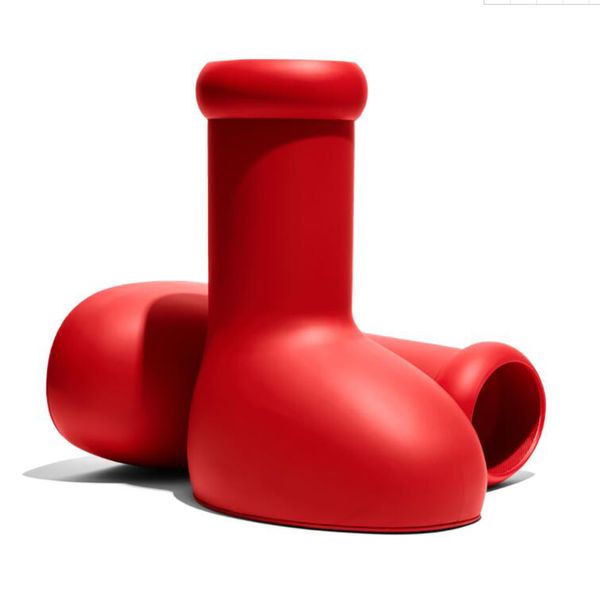 MSCHF BIG RED Bottes Astro Boy Imperméable MSCHF010 Demi-bottes Coque en caoutchouc TPU avec une semelle en caoutchouc mousse EVA Botte en mousse légère Bottine Chaussures de designer pour femme