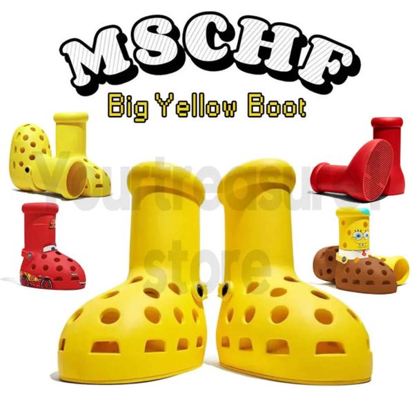 Mschf Zapatos de diseñador Botas amarillas grandes Botas de diseñador Botas rojas grandes Botas Astro Boy de diseñador para mujer Botines de lluvia antideslizantes con parte inferior gruesa 313385