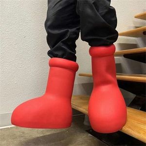 MSCHF hommes femmes bottes de pluie Designers rouge fond épais chaussons antidérapants plate-forme en caoutchouc Bootie mode astro size36-45