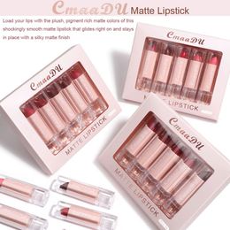 MSDS Certified 5 stks / set Matte Lip Gloss Semi-Matte Hydraterende Waterdichte Langdurige Langdurige Lipstick Make-up