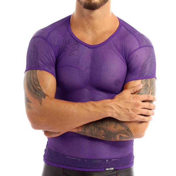 MSemis Top de malla transparente para hombre, chaleco de rejilla, camiseta, ropa de calle, ropa de discoteca, ropa de gimnasio transpirable, ropa interior musculosa G1222