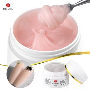 MSHARE 50g glanzende roze witte acrylgelverlenging acryl harde gelnagels 240108