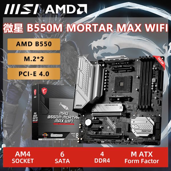 MSI MAG B550M MORTAR MAX WIFI micro-atx AMD B550 B550M DDR4 4400 MHz (OC) M.2 SATA3 USB3.2 128G meilleur support R9 CPU Socket AM4