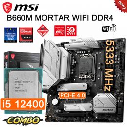 MSI MAG B660M mortier WIFI DDR4 carte mère Intel Core i5 12400 CPU Kit LGA 1700 PCI-E 4.0 M.2 D4 128GB 5333MHz carte mère nouveau