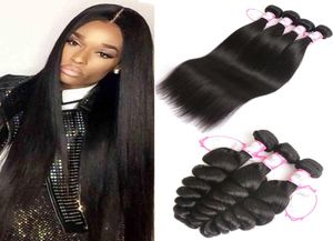 MSJOLI PERUVISCHE LICHAAM WAVE HUNDER HAAR 4BUNDLES 30 inch rechte haar weven losse golfbundels Braziliaanse Maleisische Indiase Remy Hair E9266985