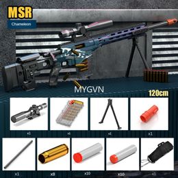 MSR Sniper Toy Gun Manual 120cm Soft Bullet Shell Ejectie Foam Dart Blaster Firing Pneumatic Gun Shooting Launcher voor volwassenen