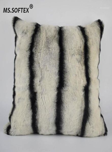 MSSOftex Natural Rex Fur Oread Wow Chinchilla Design Real Fur Cushion Cover Soft Oread Cover Homes Decoration18259689