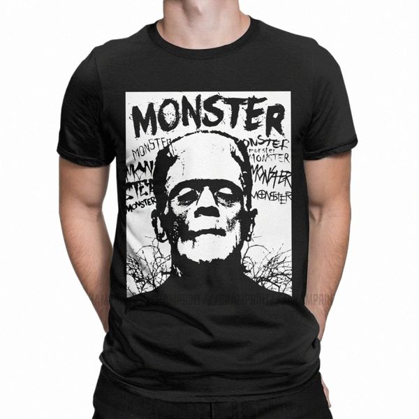 Mster Frankenstein Camisetas Hombres Cott Cool Camisetas Cuello redondo Clásico Halen Karloff Drácula Horror Camiseta Manga corta x3Ap #