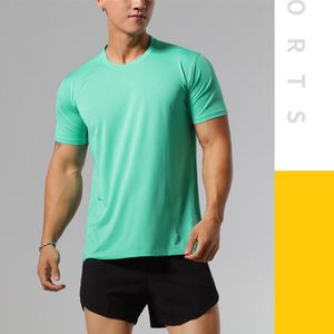 MT-0011 Camiseta unisex de manga corta con cuello redondo y secado rápido para correr, camiseta transpirable de media manga, camiseta de seda helada para verano