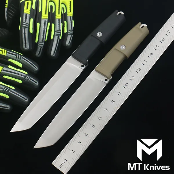 Cuchillo de acampada de E-R producido por MT, cuchillo recto con hoja N690, mallas tácticas para jungla al aire libre, cuchillo de supervivencia