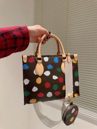 MT Dames Designer Clutch Oblique Body Kusama Bag Multi-color polka dot grote capaciteit One Schouder handtas dames boodschappentas met kleine ronde portemonnee