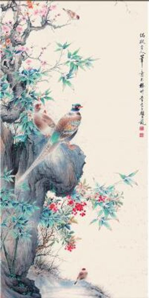 MT0993 Fleurs de style chinois Plum Orchid Bamboo Chrysanthemum Print Art Canvas Poster pour le décor de salon Image murale de la maison