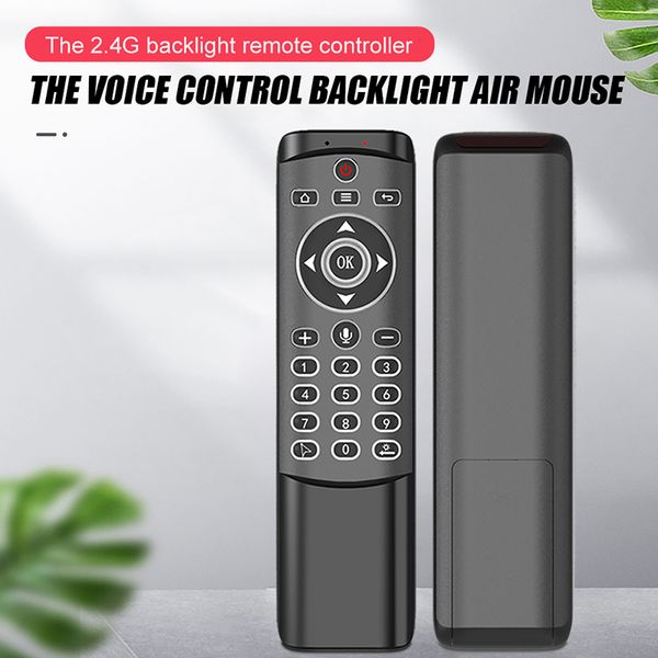 MT1 Control remoto por voz retroiluminado Gyro Wireless Fly Air Mouse 2.4G Smart para Android TV Box Linux PC