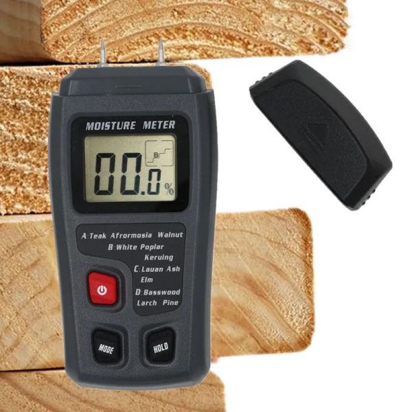 MT10 Dos pines Medidor de humedad de madera digital 0-99.9% Probador de humedad de madera Detector de humedad de madera con pantalla LCD grande 40% de descuento
