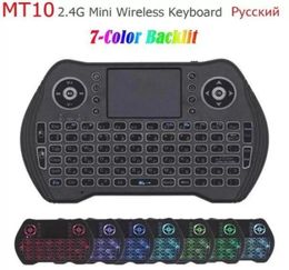 MT10 draadloos toetsenbord PC afstandsbedieningen Russisch Engels Frans Spaans 7 kleuren Backlit 24G draadloos touchpad voor Android TV BO9644733