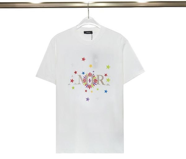 MT766 Classical White Designer T-shirt Summer Summer Soueve Colorful Star Print Femmes Men Tshirt Tee Clothes