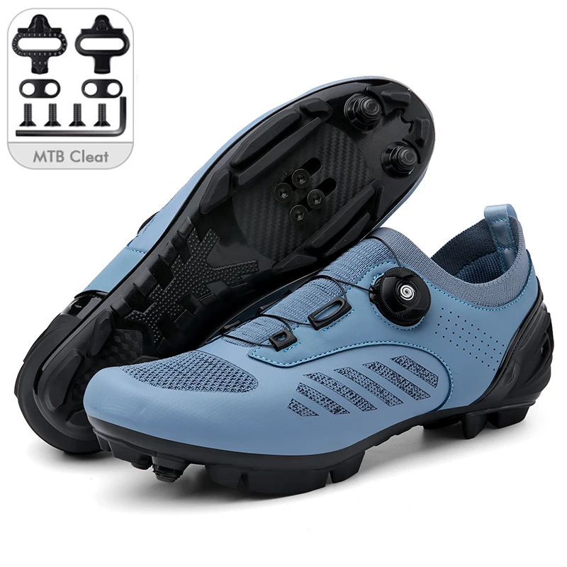 MTB Sapatos de ciclismo tênis azul de bicicleta profissional de bicicleta respirável Racing Sapatos de automóvel Auto-travando sapatos de ciclismo de velocidade