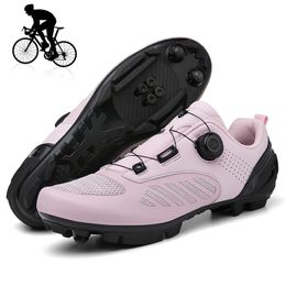Mtb Cycling Chaussures femme Pédale plate chaussures Bicycle Bicycle Route Route Speaker Sneaker SPD Chaussure avec chaussure de vélo de montagne rose 240518