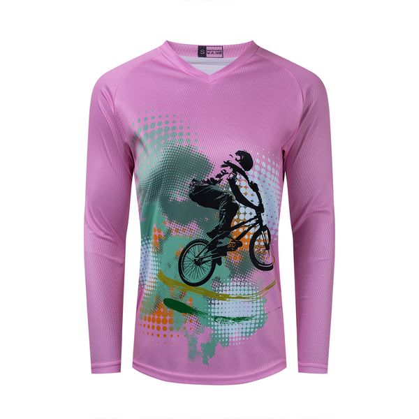 VTT Jersey Women Mountain Road Dirt Bike Motocross Cycling Shirt Long Manche Bmx Dh Downhill Bicycle Racing Riding Top Pink Blue