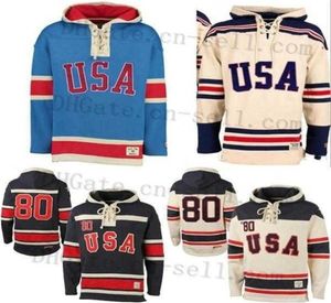 MTHR 1980 Miracle on Team USA Ice Hockey Jerseys Hockey Jersey Hoodies Custom Elke naam Elk nummer gestikt Hoodie Sports Sweater M3841076