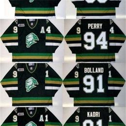 MThr Personnaliser OHL Hommes Femmes Enfants London Knights Jersey 91 Dave Bolland 91 Nazem Kadri 94 Corey Perry Hockey Maillots Pas Cher Goalit Cut Maillots