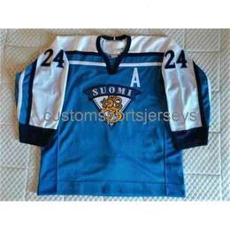 MThr Cucito personalizzato Finlandia Finlandese Hockey Jersey Sami Kapanen Vintage anni '90 NUOVO Qualsiasi Numero Nome uomo donna giovane bambino XS-6XL