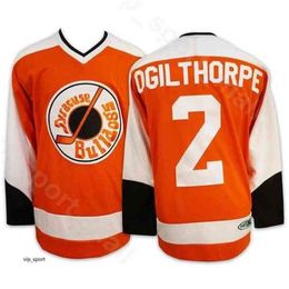 Mrth Syracuse Bulldogs Movie Ice Hockey Jerseys Slap Shot Slapshot 2 Ogie Ogilethorpe 9 Tim Dr Hook McCracken Orange Couverte Qualité en vente