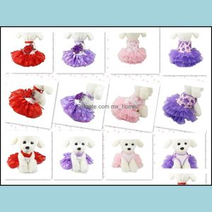 Mti Patterns Dog Apparel Colourf Pet Fashion Sweet Mignon Sexy Princesse Paon Feuille Animaux Chiens Chats Dentelle Tutu Robe D'été En Gros Pour Plus