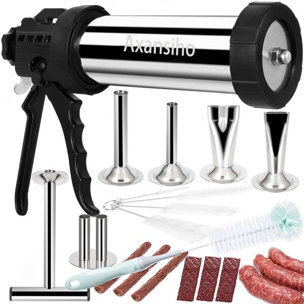 MTOGALT Kit de mise à niveau en acier inoxydable de grande capacité de 0,9 kg, marqueur de remplissage de bœuf, de cerf, kit de tir saccadé, pistolet à saucisses, Hine avec buses, brosses, poussoir à viande