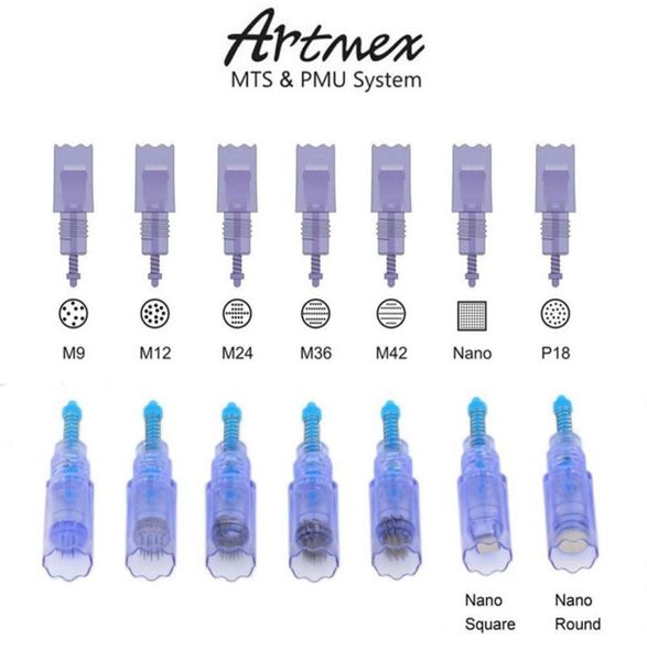 Cartucho de aguja MTS para ArtMex V9 V8 V6 V3 Máquina de maquillaje semi permanente Derma Pen Microoneedle M9 M12 M24 M36 M42 Nano Needles2296104
